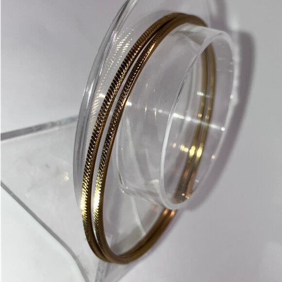 Two Textured Thin Gold-Tone 2.75" Bangles! - Picture 4 of 6
